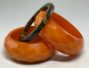 BB608 chunky pumpkin orange faceted bakelite bangles